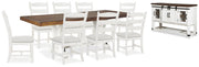Valebeck Beige/White Dining Table and 8 Chairs with Server - D546D12