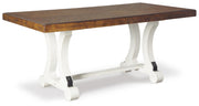 Valebeck Beige/White Dining Table and 8 Chairs with Server - D546D12