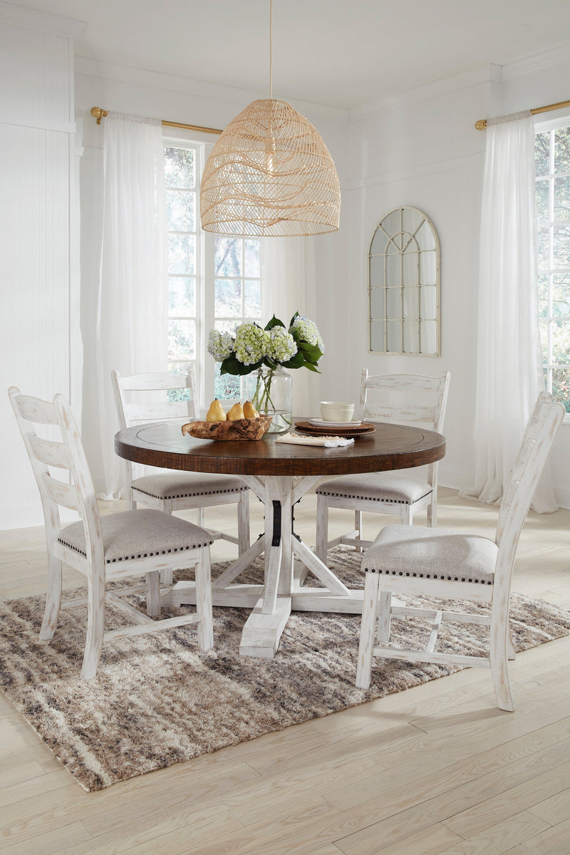 Valebeck Beige/White 5 - Piece Round Dining Set - Gate FurnitureDining Room Set