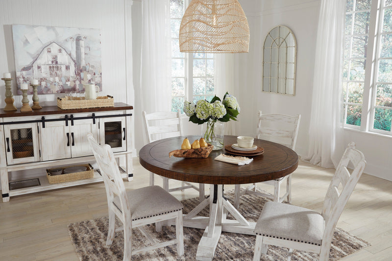 Valebeck Beige/White 5 - Piece Round Dining Set - Gate FurnitureDining Room Set