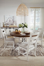 Valebeck Beige/White 5 - Piece Round Dining Set - Gate FurnitureDining Room Set