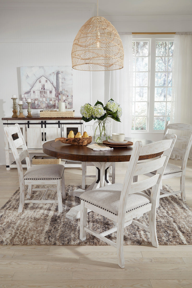 Valebeck Beige/White 5 - Piece Round Dining Set - Gate FurnitureDining Room Set