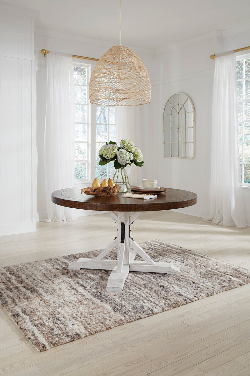 Valebeck Beige/White 5 - Piece Round Dining Set - Gate FurnitureDining Room Set
