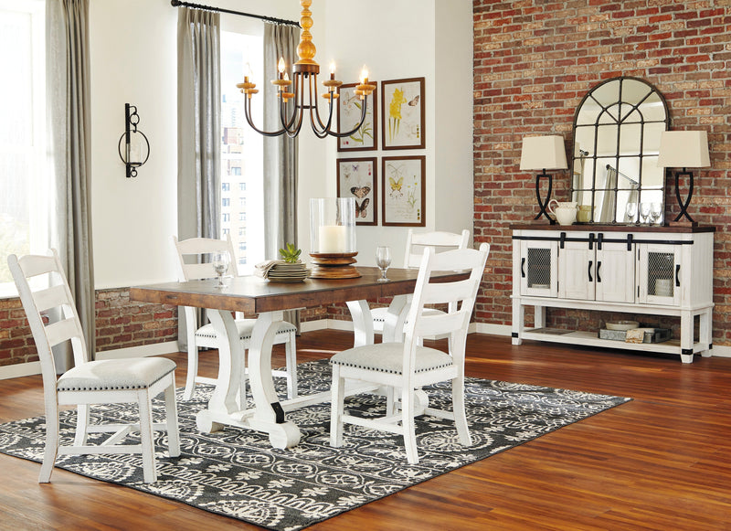 Valebeck Beige/White Rectangular Dining Set - Gate FurnitureDining Room Set