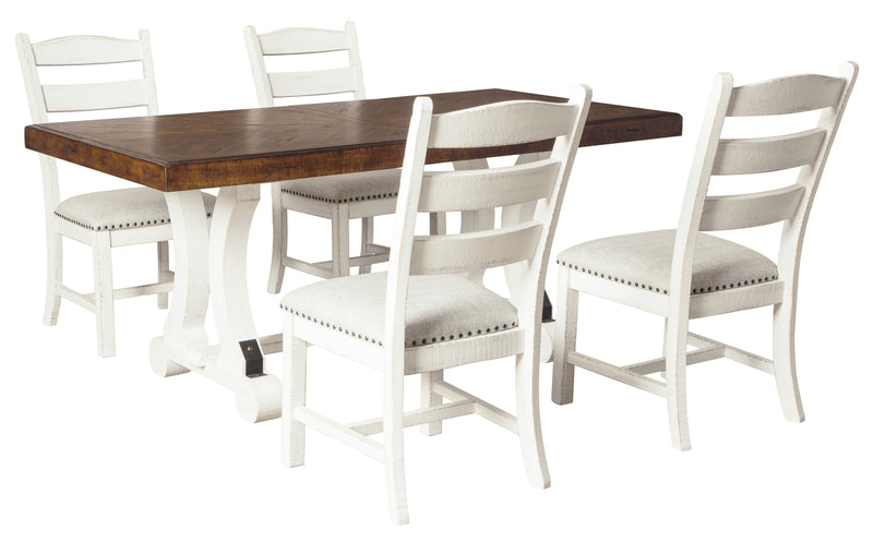 Valebeck Beige/White Rectangular Dining Set - Gate FurnitureDining Room Set