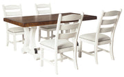 Valebeck Beige/White Rectangular Dining Set - Gate FurnitureDining Room Set