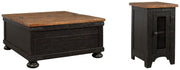 Valebeck Coffee Table with 1 End Table in Black/Brown - PKG008771
