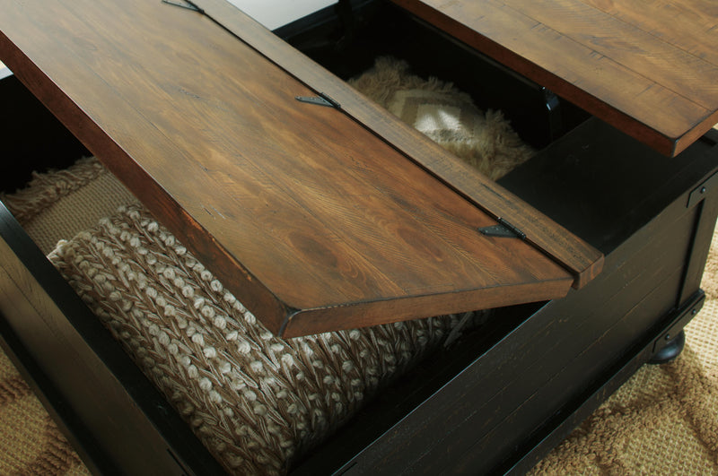 Valebeck Coffee Table with 1 End Table in Black/Brown - PKG008771