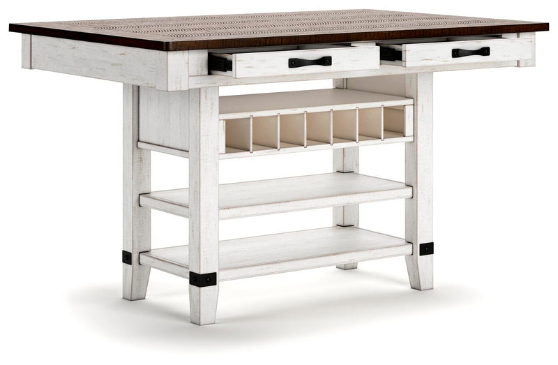 Valebeck Counter Height Dining Table and 4 Barstools - D546D14