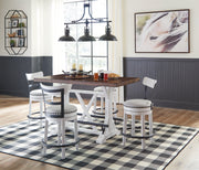 Valebeck Counter Height Dining Table and 4 Barstools in White - PKG002024
