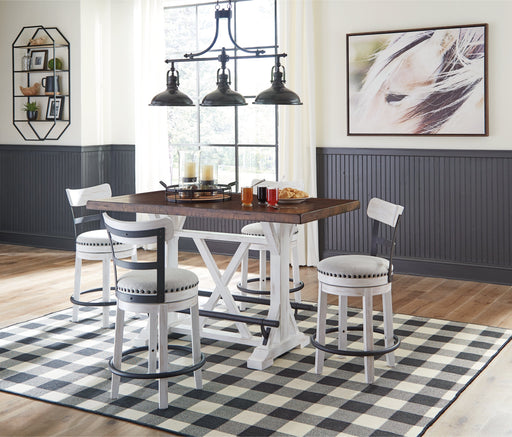 Valebeck Counter Height Dining Table and 4 Barstools in White - PKG002024