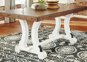 Valebeck Dining Table and 6 Chairs in White/Brown - PKG002020