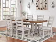Valebeck Dining Table and 8 Chairs in White/Brown - PKG002021