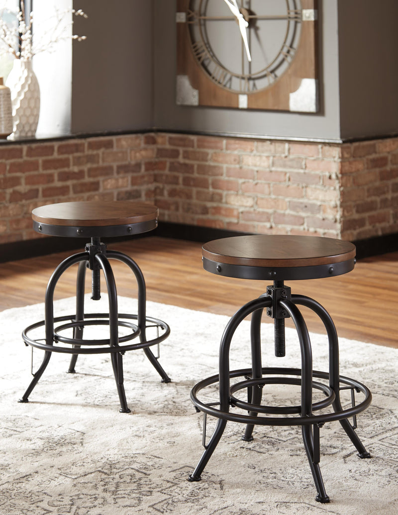 Valebeck Multi Counter Height Dining Table, 6 Barstools and Server - D546D32