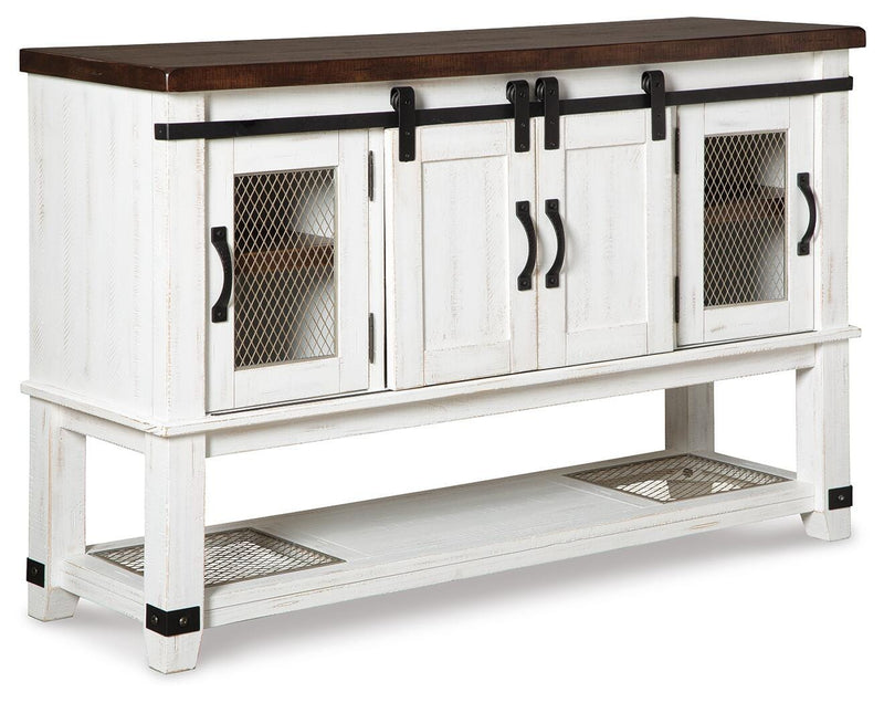 Valebeck Multi Counter Height Dining Table, 6 Barstools and Server - D546D32