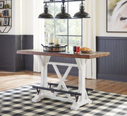Valebeck Multi Counter Height Dining Table, 6 Barstools and Server - D546D32