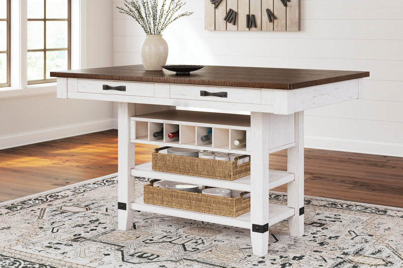 Valebeck Multi Counter Height Dining Table and 6 Barstools - D546D33