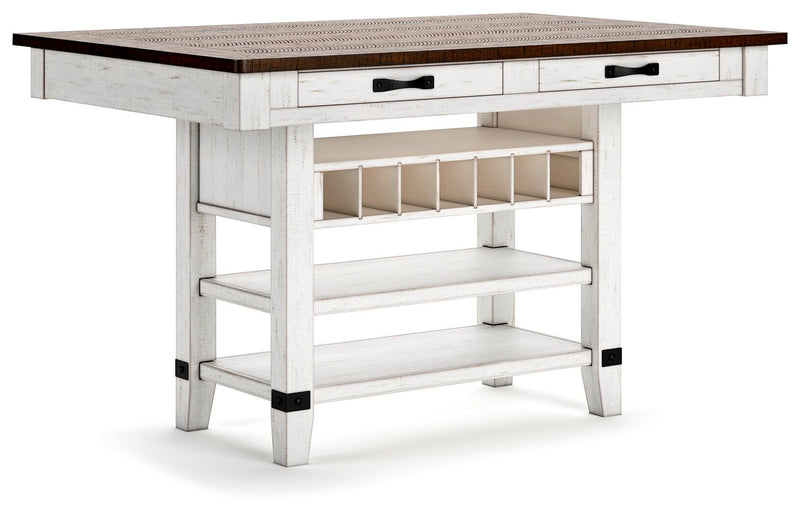 Valebeck Multi Counter Height Dining Table and 6 Barstools - D546D33