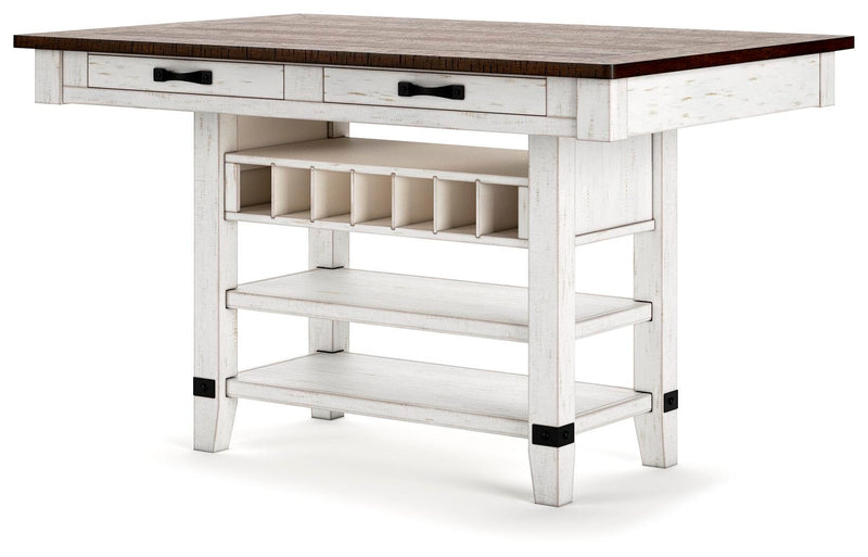 Valebeck Multi Counter Height Dining Table and 6 Barstools - D546D33