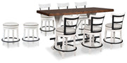 Valebeck Multi Counter Height Dining Table and 8 Barstools - D546D30
