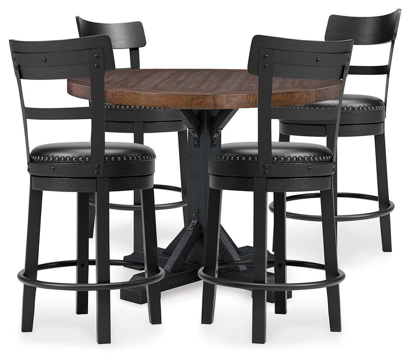 Valebeck Multi Counter Height Table and 4 Barstools - D546D25