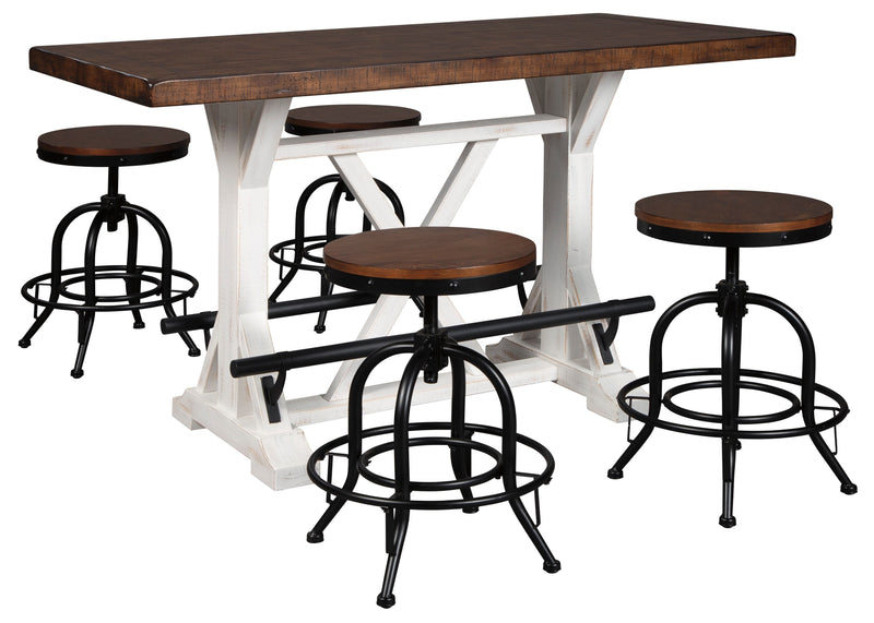 Valebeck White/Brown 5 - Piece Counter Height Set w/ Stools - Gate FurnitureCounter Height Set