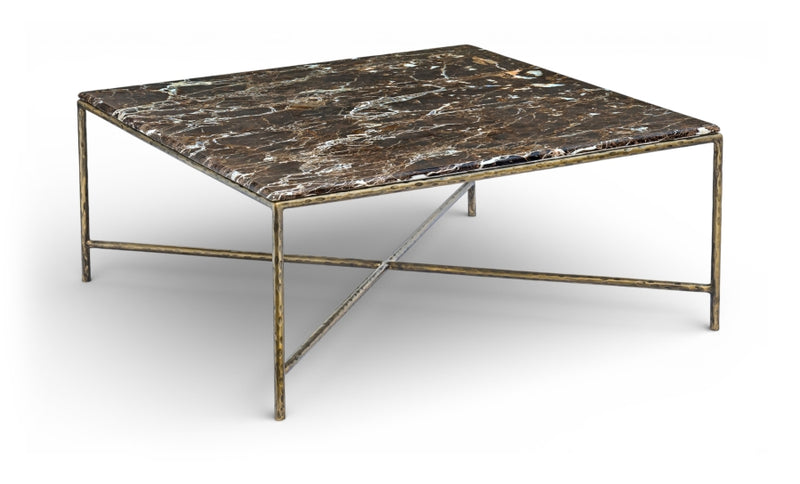 Valen Genuine Marble And Iron Coffee Table in Brown - 77002Brown-CT
