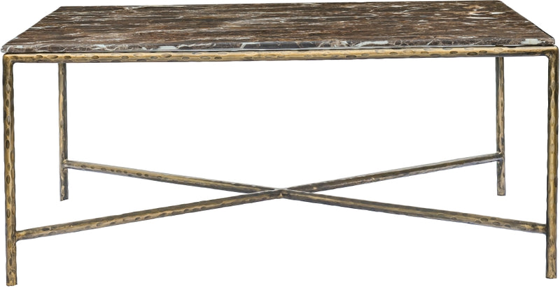 Valen Genuine Marble And Iron Coffee Table in Brown - 77002Brown-CT