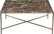 Valen Genuine Marble And Iron Coffee Table in Brown - 77002Brown-CT