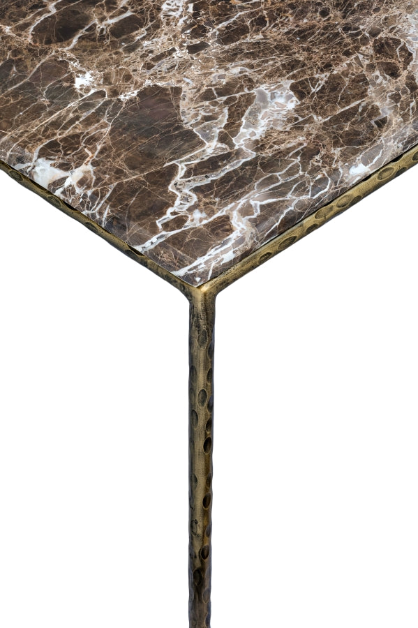 Valen Genuine Marble And Iron Coffee Table in Brown - 77002Brown-CT