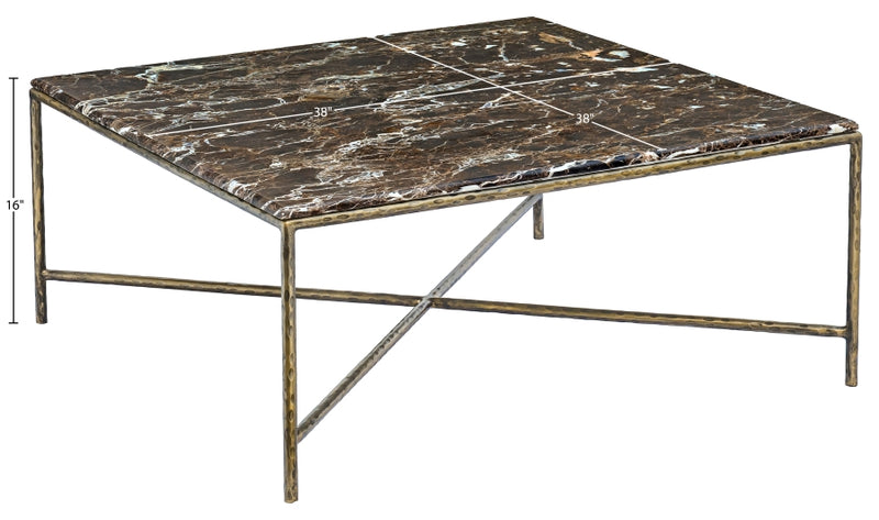 Valen Genuine Marble And Iron Coffee Table in Brown - 77002Brown-CT