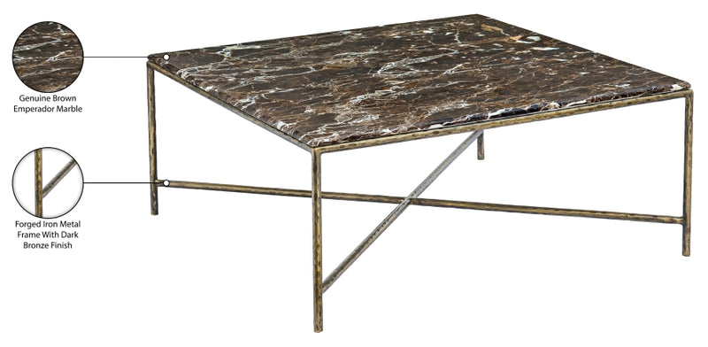 Valen Genuine Marble And Iron Coffee Table in Brown - 77002Brown-CT