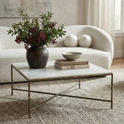 Valen Genuine Marble And Iron Coffee Table in White - 77002White-CT