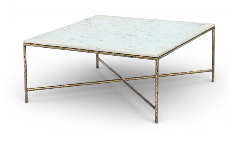 Valen Genuine Marble And Iron Coffee Table in White - 77002White-CT