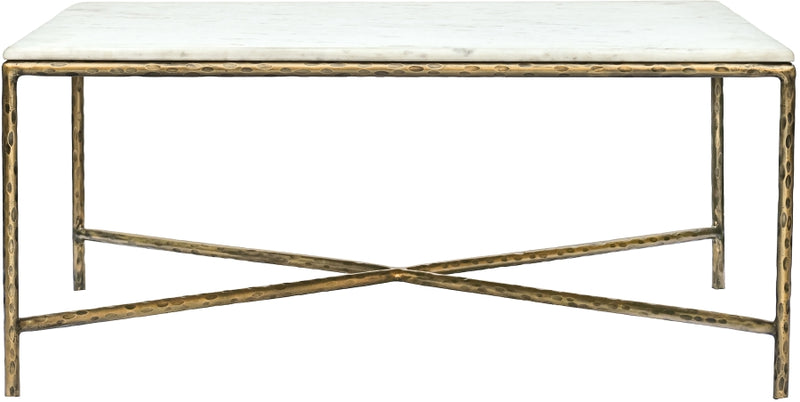 Valen Genuine Marble And Iron Coffee Table in White - 77002White-CT