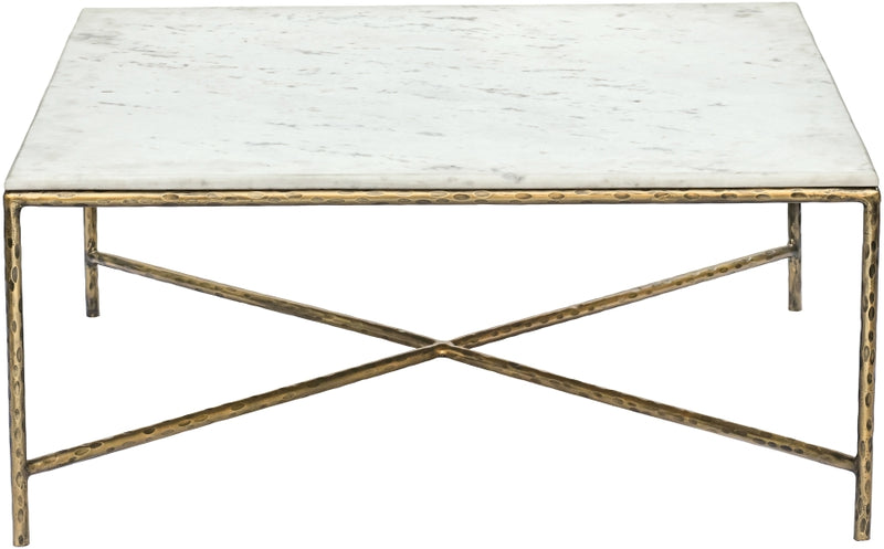 Valen Genuine Marble And Iron Coffee Table in White - 77002White-CT