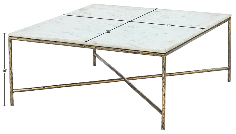 Valen Genuine Marble And Iron Coffee Table in White - 77002White-CT