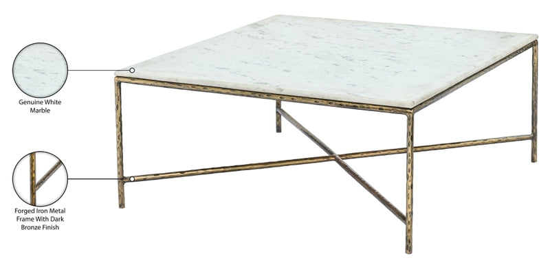 Valen Genuine Marble And Iron Coffee Table in White - 77002White-CT