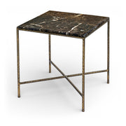 Valen Genuine Marble And Iron End / Side Table in Brown - 77002Brown-ET