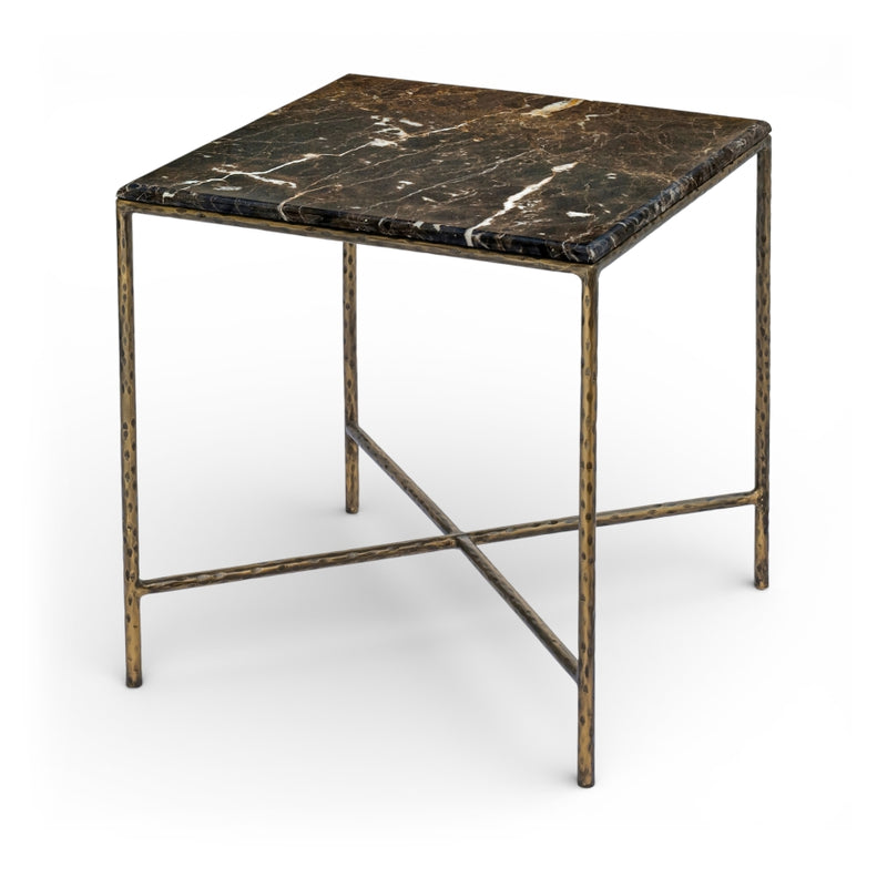 Valen Genuine Marble And Iron End / Side Table in Brown - 77002Brown-ET