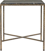 Valen Genuine Marble And Iron End / Side Table in Brown - 77002Brown-ET