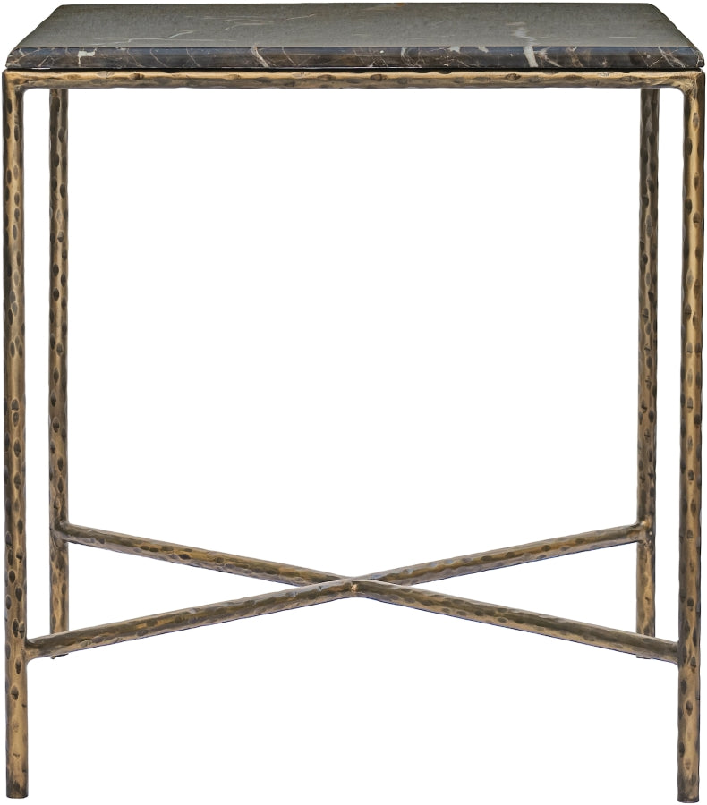Valen Genuine Marble And Iron End / Side Table in Brown - 77002Brown-ET
