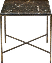 Valen Genuine Marble And Iron End / Side Table in Brown - 77002Brown-ET