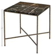Valen Genuine Marble And Iron End / Side Table in Brown - 77002Brown-ET