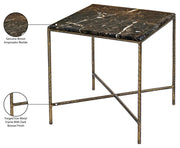 Valen Genuine Marble And Iron End / Side Table in Brown - 77002Brown-ET