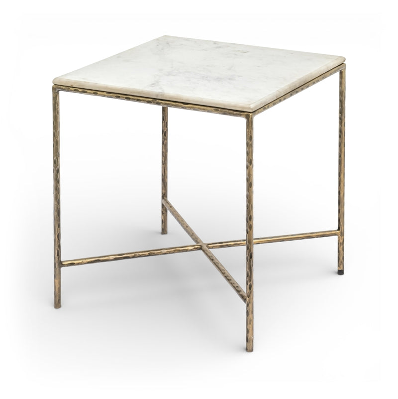Valen Genuine Marble And Iron End / Side Table in White - 77002White-ET