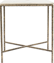Valen Genuine Marble And Iron End / Side Table in White - 77002White-ET