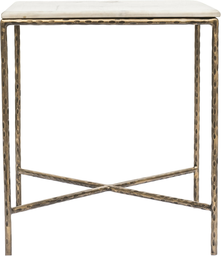Valen Genuine Marble And Iron End / Side Table in White - 77002White-ET