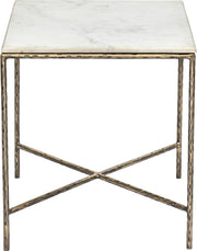 Valen Genuine Marble And Iron End / Side Table in White - 77002White-ET