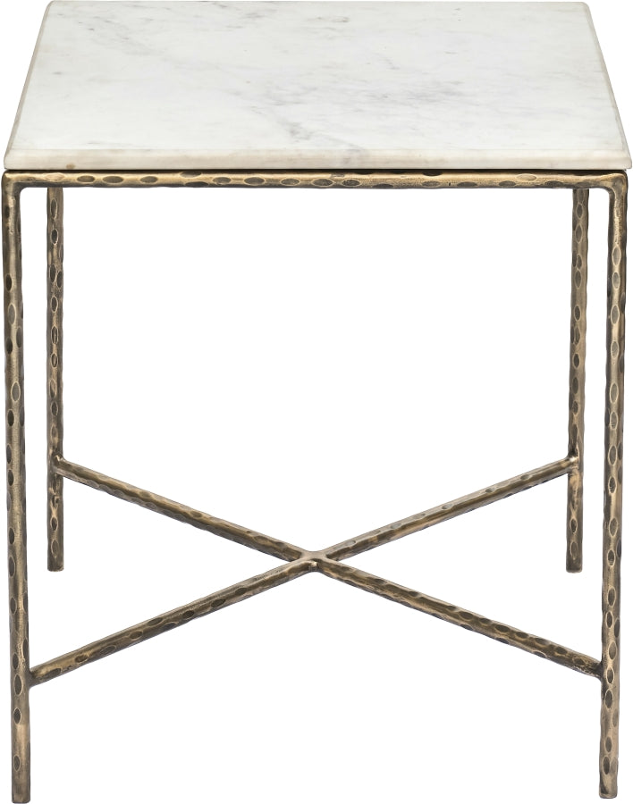 Valen Genuine Marble And Iron End / Side Table in White - 77002White-ET